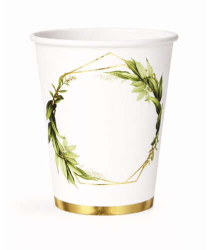 Karton Bardak Gold Varaklı Yaprak Desenli 6 Parça - 