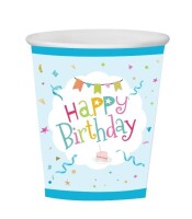 Karton Bardak Happy Birthday Mavi 8li - 1