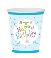 Karton Bardak Happy Birthday Mavi 8 Parça - 1