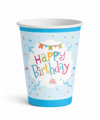 Karton Bardak Happy Birthday Mavi 8 Parça - 