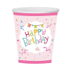 Karton Bardak Happy Birthday Pembe 8 Parça - 1