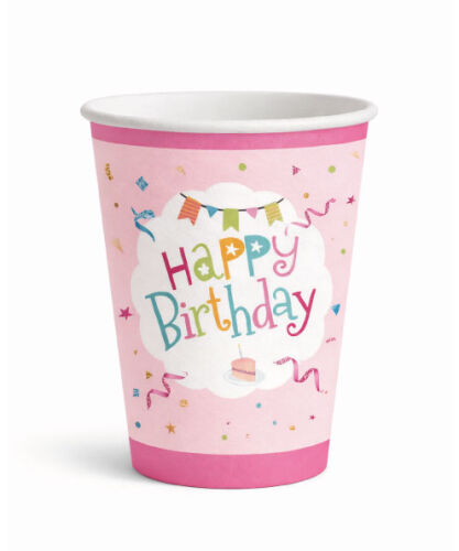 Karton Bardak Happy Birthday Pembe 8 Parça - 