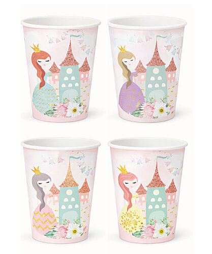 Karton Bardak Şatolu Prenses Yeni 8 Parça - 