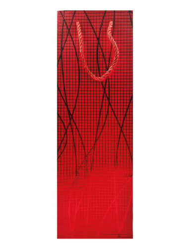 Karton Çanta 12x35x9 Cm Şişe Boy Varaklı 10 Parça Kırmızı - 3