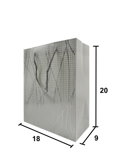Karton Çanta 18x20x9 Cm Varaklı 10 Parça Gümüş - 2