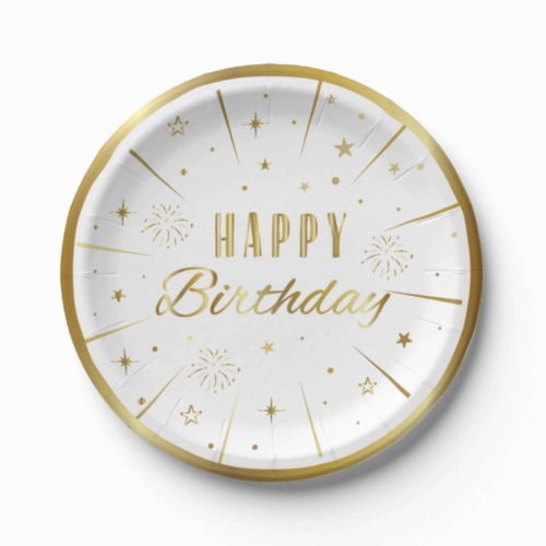 Karton Tabak Gold Varaklı Happy Birthday 23 cm 6 Parça - 2