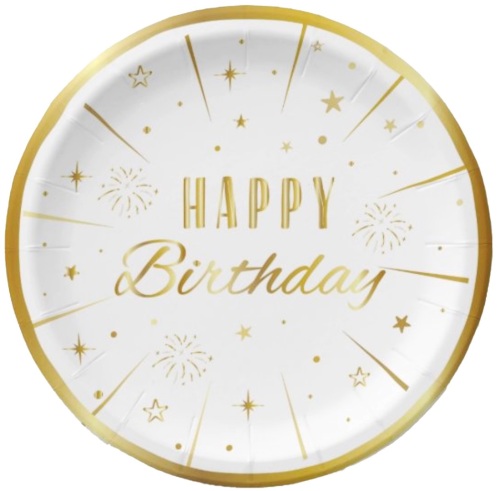 Karton Tabak Gold Varaklı Happy Birthday 23 cm 6 Parça - 