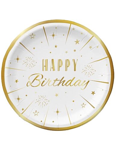 Karton Tabak Gold Varaklı Happy Birthday 23 cm 6 Parça - 