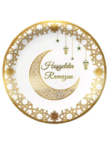 Karton Tabak Gold Varaklı Ramazan Tema 23 cm 6 Parça - 