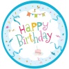 Karton Tabak Happy Birthday Mavi 23 Cm 8 Parça - 1