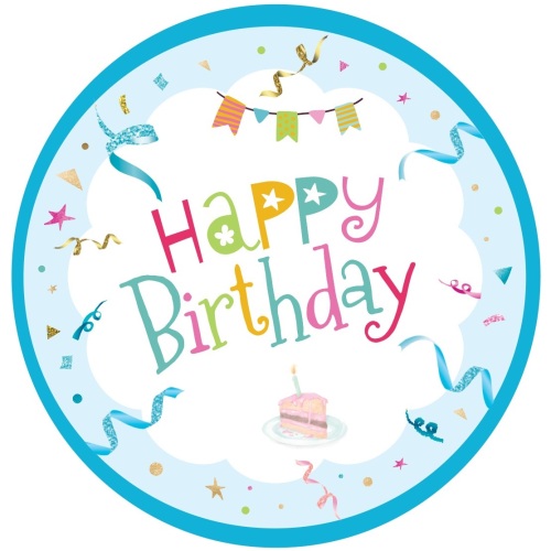 Karton Tabak Happy Birthday Mavi 23 Cm 8 Parça - 1