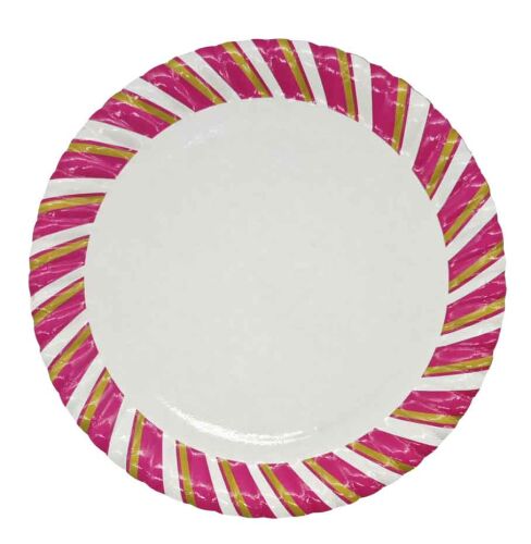 Karton Tabak Pembe Şeritli 23 Cm 10 Parça - 1