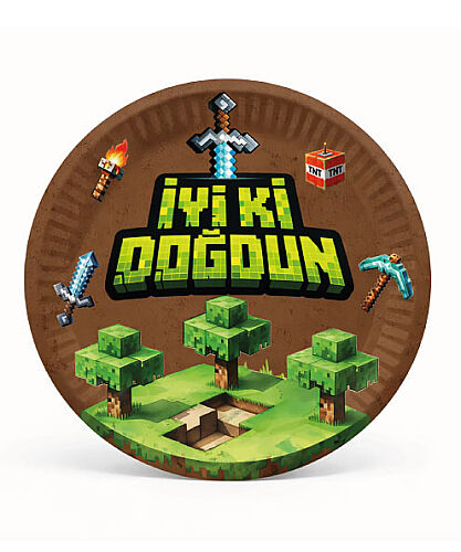 Karton Tabak Pixel 23 cm 8 Parça - 