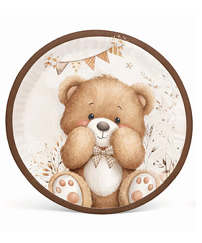 Karton Tabak Teddy Bear 23 cm 8 Parça - 