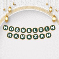 Karton Yazı Hoşgeldin Ramazan Banner Köşeli Yeşil Temalı - 1