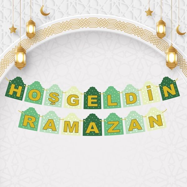 Karton Yazı Hoşgeldin Ramazan Banner Yeşil Temalı - 1