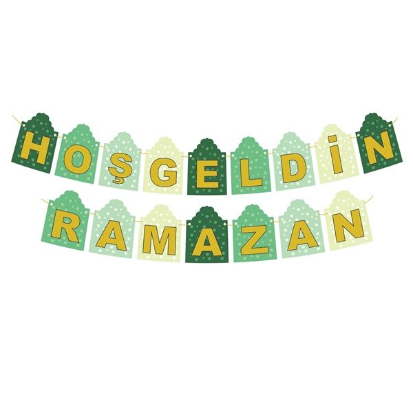 Karton Yazı Hoşgeldin Ramazan Banner Yeşil Temalı - 2