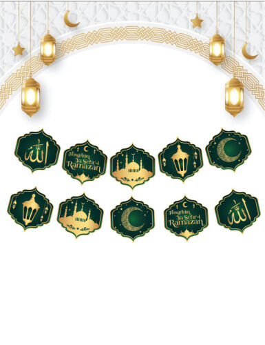 Karton Yazı Lüks Ramazan Varaklı Banner 10 Parça - 1