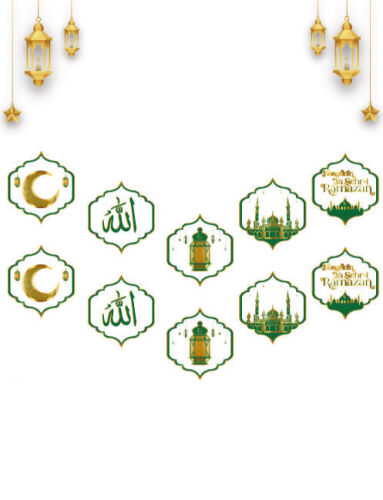 Karton Yazı Lüks Ramazan Varaklı Banner 10 Parça - 