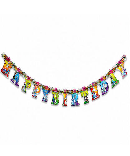 Karton Yazı Simli Happy Birthday Kar Prensesi - 