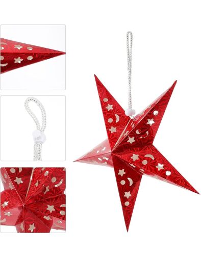 Tavan Süsü Karton Yıldız 3D Helogramlı 45 Cm Kırmızı - 2