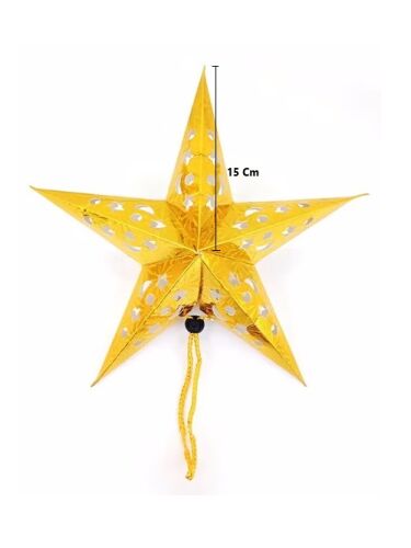 Tavan Süsü Karton Yıldız 3D Helogramlı 30 Cm Altın - 