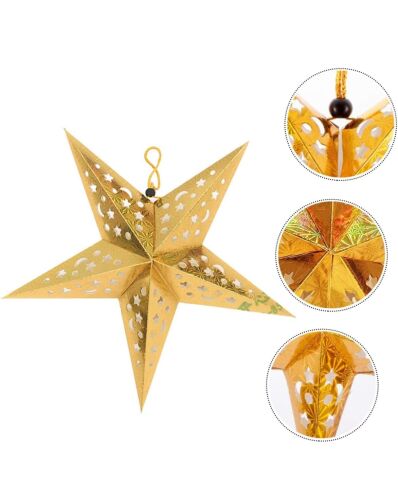 Tavan Süsü Karton Yıldız 3D Helogramlı 30 Cm Altın - 2