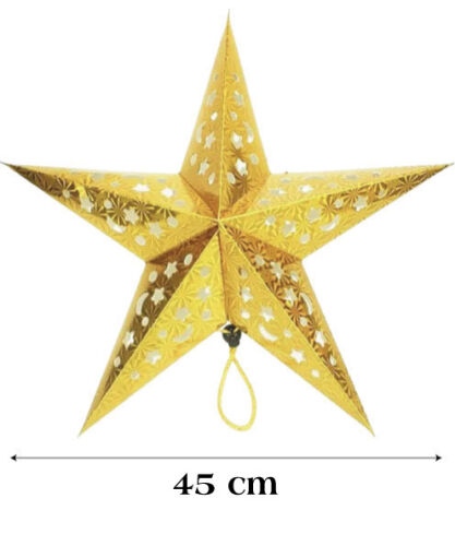Tavan Süsü Karton Yıldız 3D Helogramlı 45 Cm Altın - 