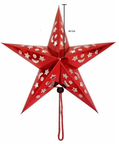 Tavan Süsü Karton Yıldız 3D Helogramlı 90 Cm Kırmızı - 