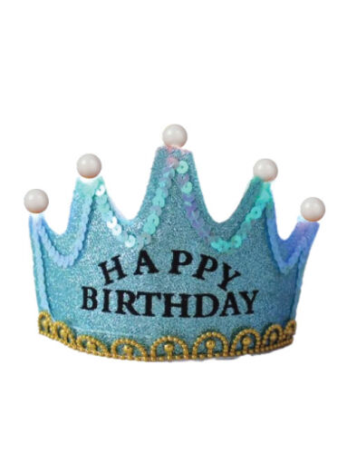 Taç Keçe Simli Işıklı Mavi - 