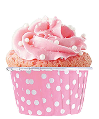 Kek Kapsülü 3 No 25 Parça Pembe Puantiyeli - 