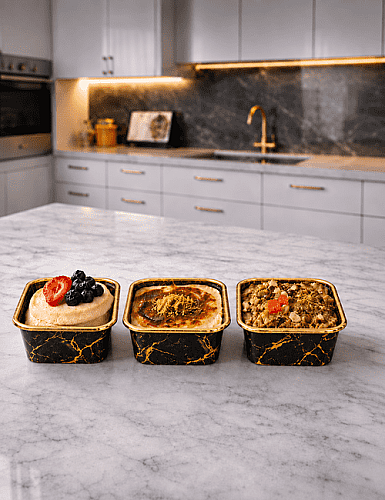 Kek Kapsülü Mermer Desen Laminasyonlu Kare 6*6*4 cm 20'li Siyah - 1