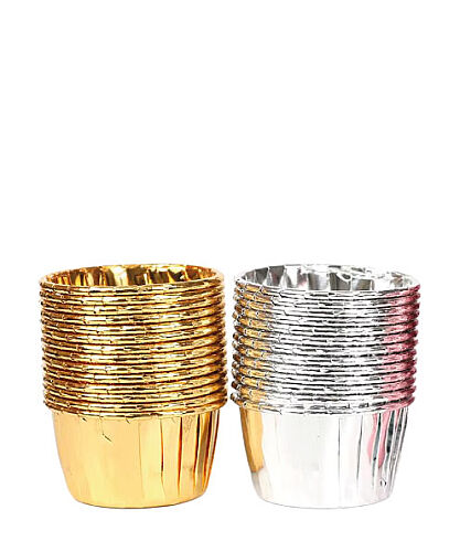 Kek Kapsülü Yuvarlak 24'lü Altın Gümüş - 