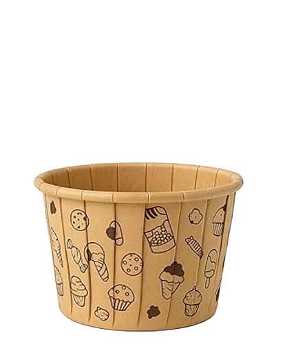 Kek Kapsülü Yuvarlak 24'lü Kraft Desenli - 