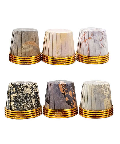 Kek Kapsülü Yuvarlak 24'lü Mermer Desen - 