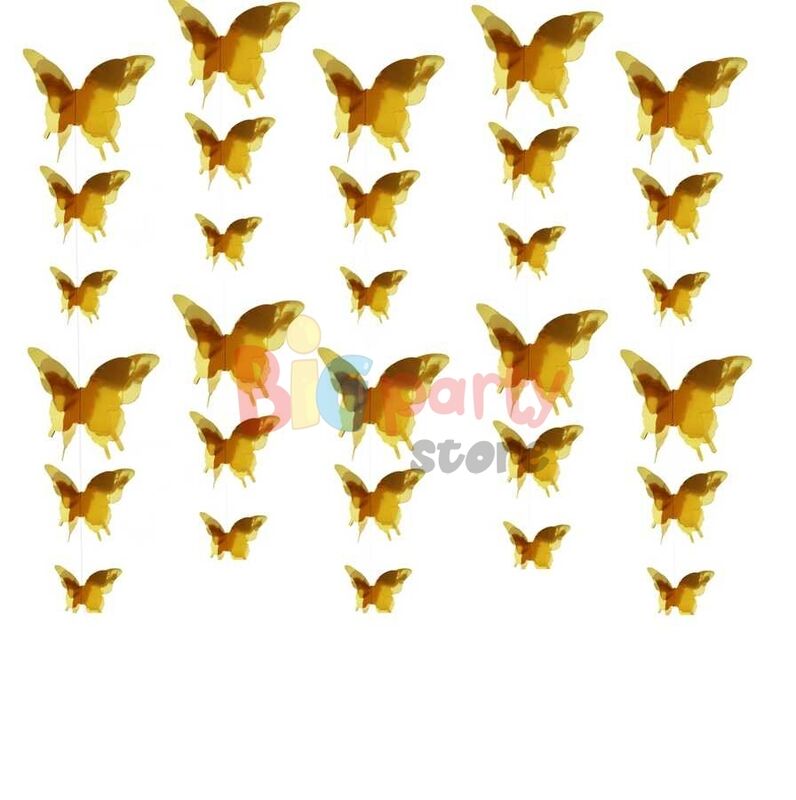 Kelebek 3 Boyutlu Tavan Süsü Parlak Gold - 4