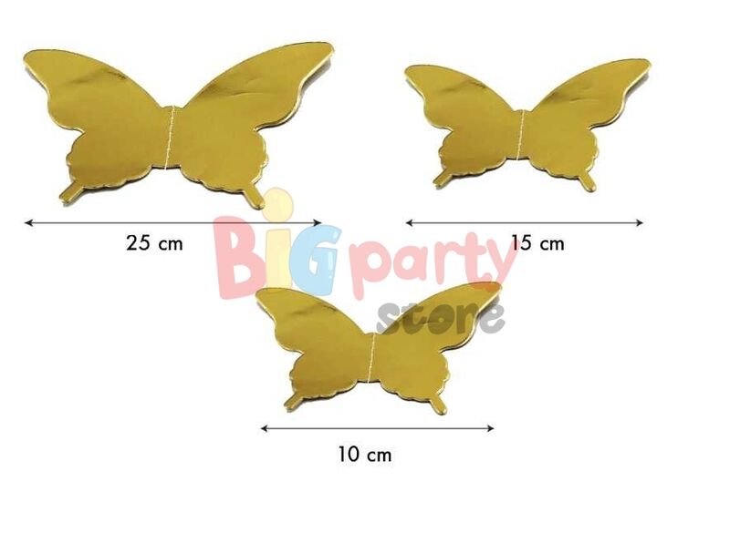 Tavan Süsü Kelebek 3 Boyutlu Parlak Gold - 2