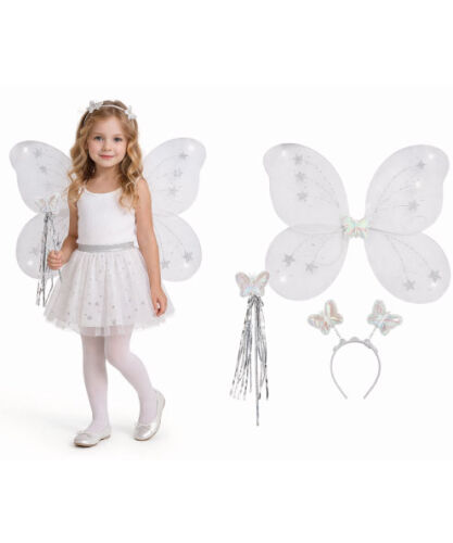 Kanat Set Simli Kelebek Beyaz - 