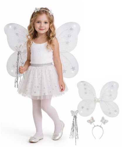 Kanat Set Simli Kelebek Beyaz - 