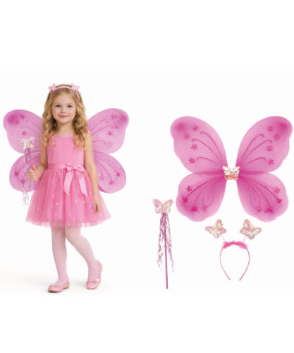 Kanat Set Simli Kelebek Pembe - 