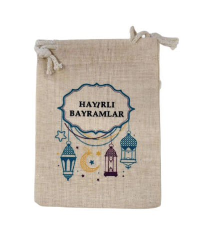 Kese Ramazan Baskılı Keten 10*15 CM Tekli - 5