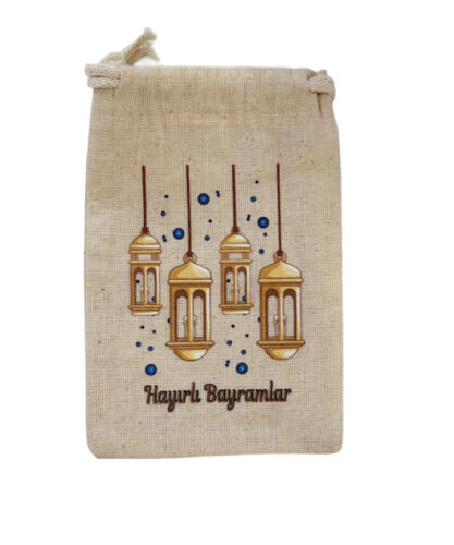 Kese Ramazan Baskılı Keten 10*15 CM Tekli - 4