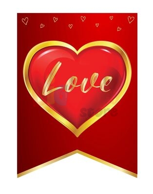 Kağıt Banner Sıralı Kırlangıç Model Love - 3