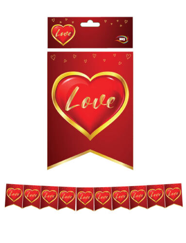 Kağıt Banner Sıralı Kırlangıç Model Love - 