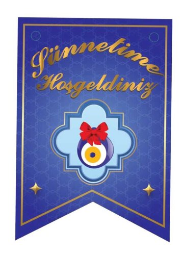 Kağıt Banner Sıralı Kırlangıç Model Sünnetime Hoşgeldiniz - 