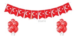 Kağıt Banner Sıralı Kırlangıç Model Türk Bayrağı Baskılı Flama - 2