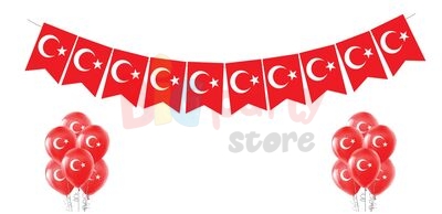 Kağıt Banner Sıralı Kırlangıç Model Türk Bayrağı Baskılı Flama - 2
