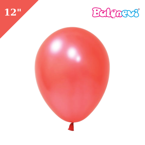 Lateks Metalik Balon 100 Parça Kırmızı 12 İnç Balonevi - 