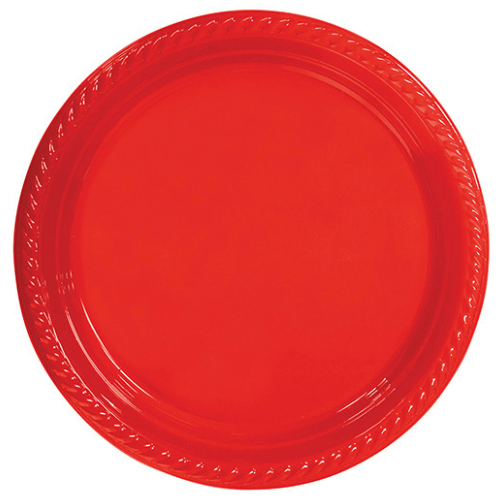 Plastik Tabak Kırmızı 22 Cm / 25 Parça - 1