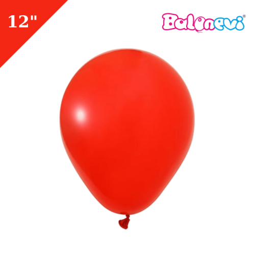 Lateks Pastel Balon 100 Parça Kırmızı 12 İnç Balonevi - 